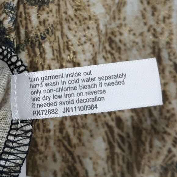 Vintage Top 3X Safari Animal Metallic Stretch Sleeveless Draped Scoop Beaded - Picture 12 of 14